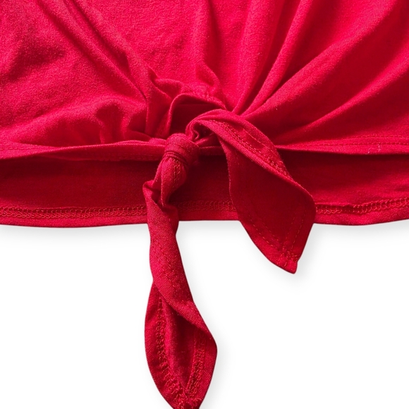 JerryLeigh Love Grapic Tie Front Tank Top, Red, Juniors L (11/13) - Picture 3 of 6